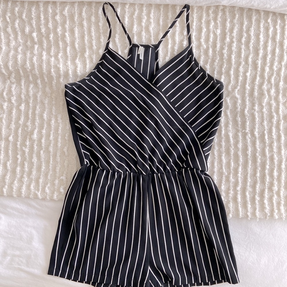 Striped Black and White Jumpsuit